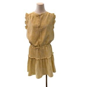 Pinch Pale Yellow Sleeveless Tie-Neck Tiered Dress Size Small